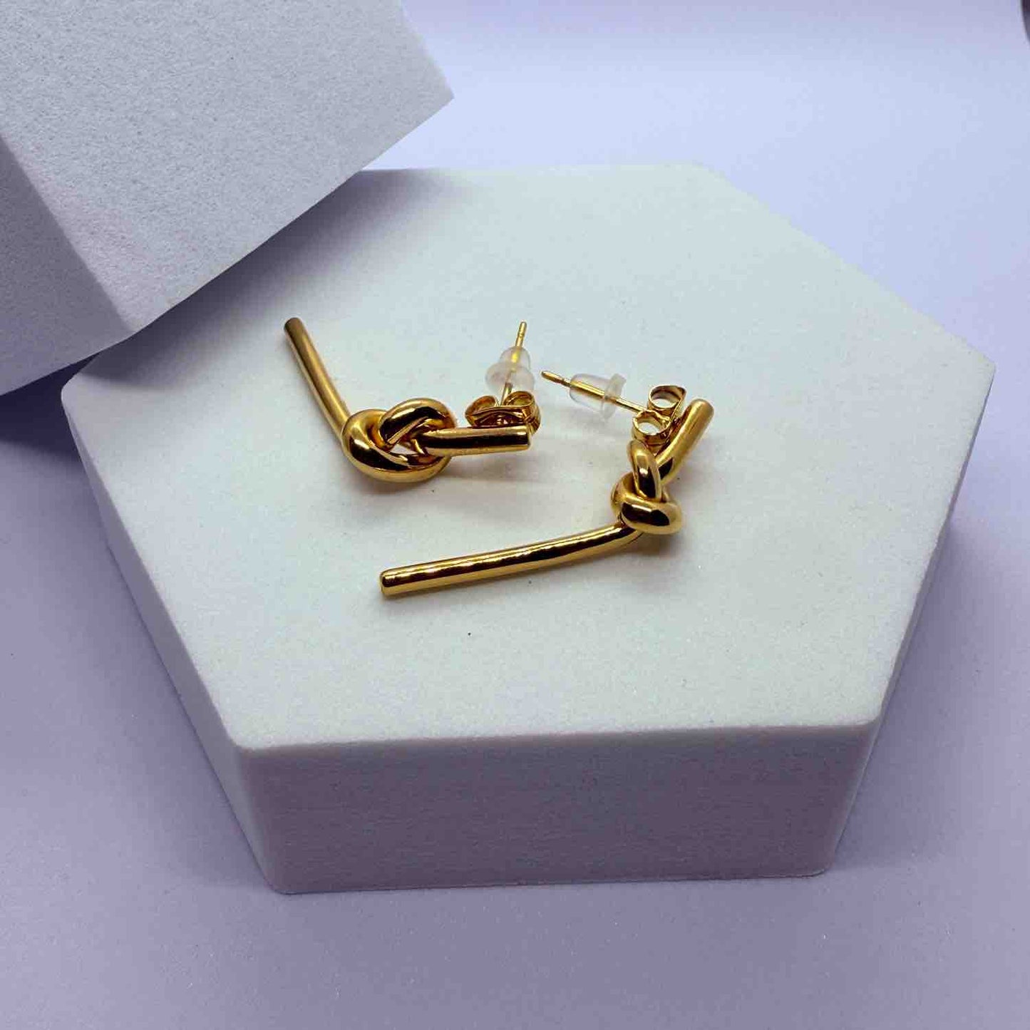 Long Knot Gold Plated Earring