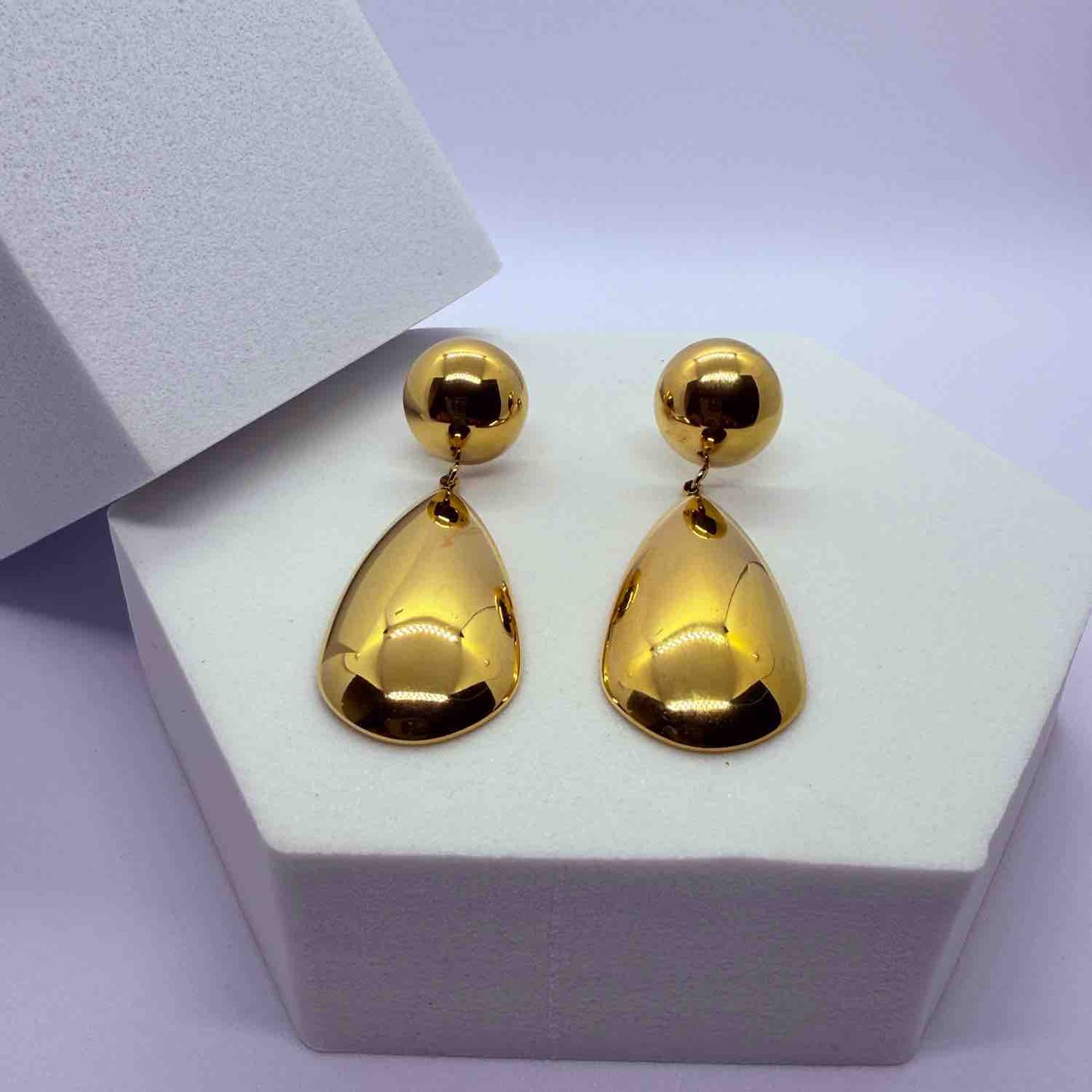 Gold-toned contemporary drop earrings