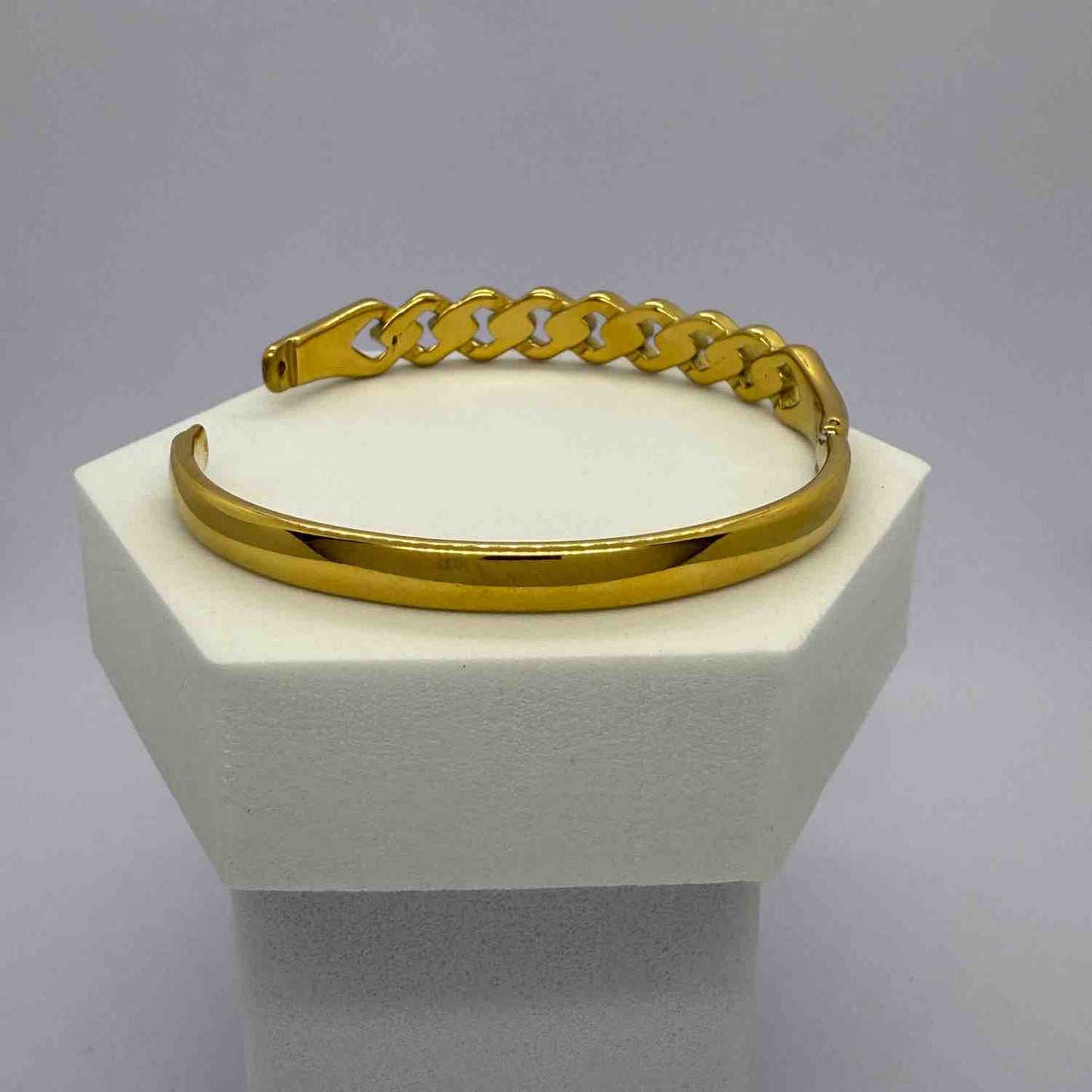 Chain Gold Plated Anti-Tarnish Cuff Bangle
