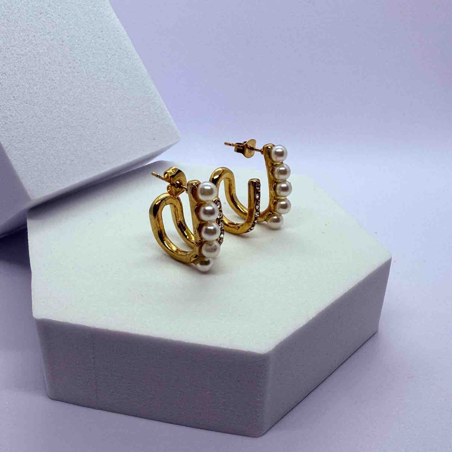 Gold-Plated Contemporary Studs Earrings