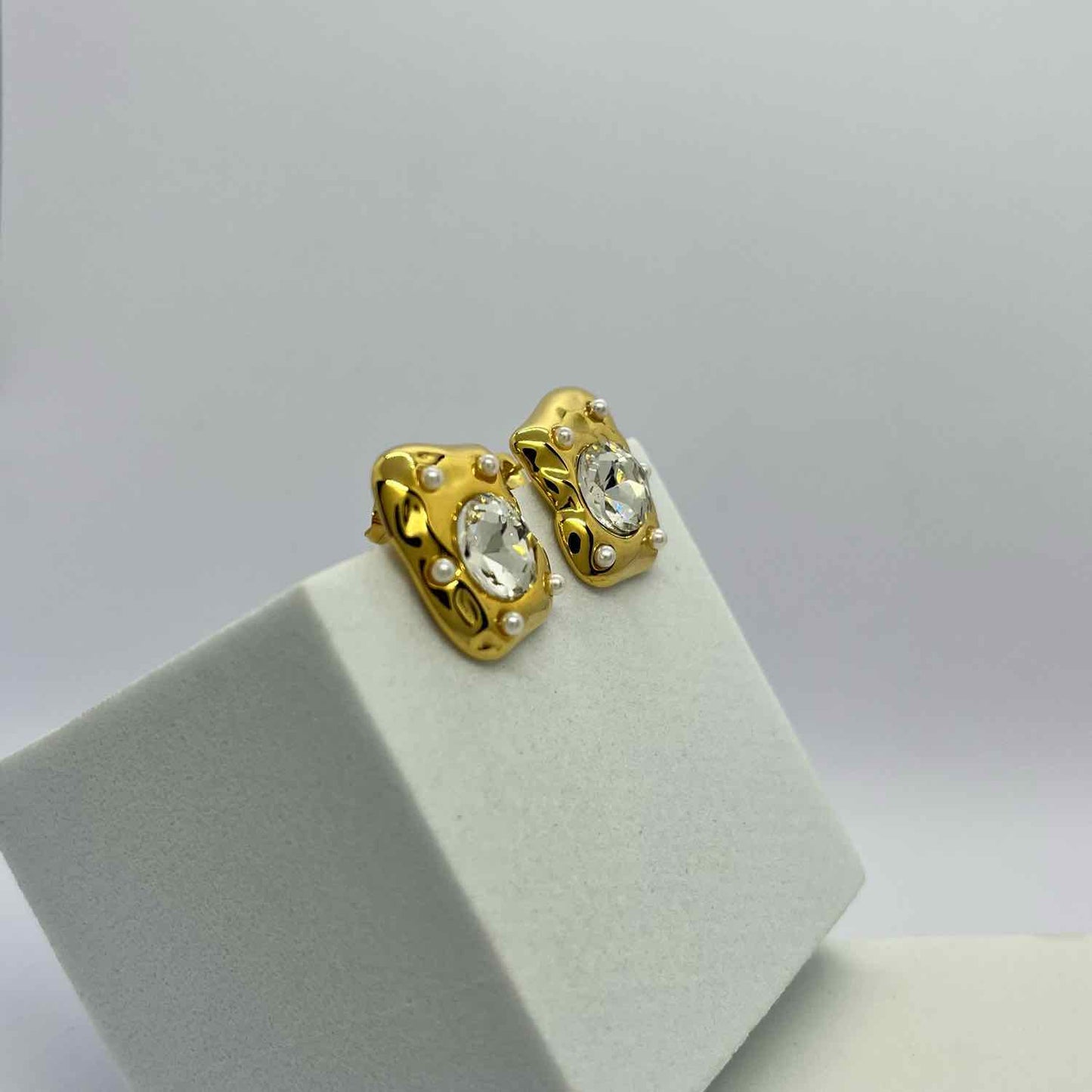 Molten Gold Plated Stud Earrings