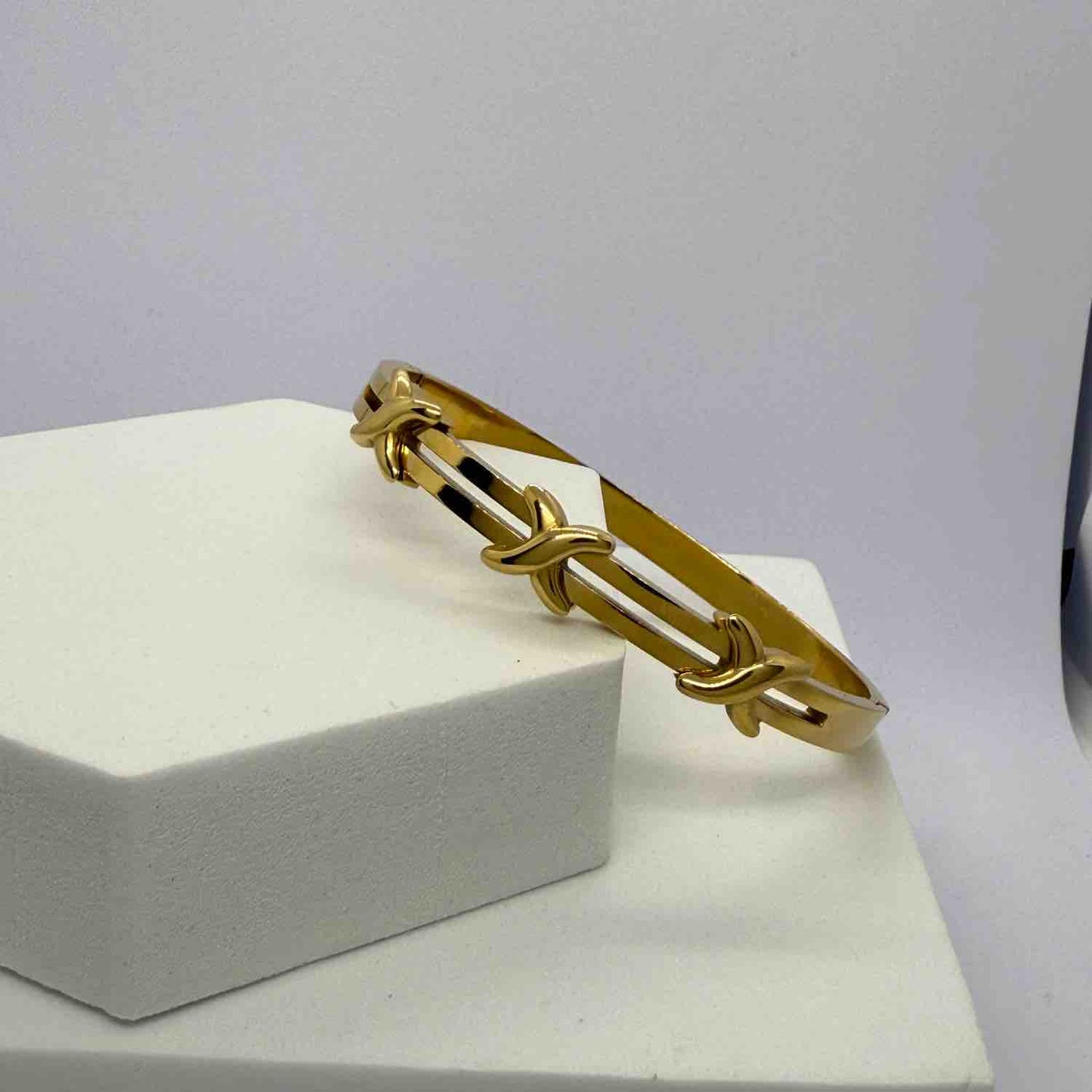 Cross-Hinged Stainless Steel Bangle