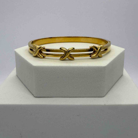 Cross-Hinged Stainless Steel Bangle