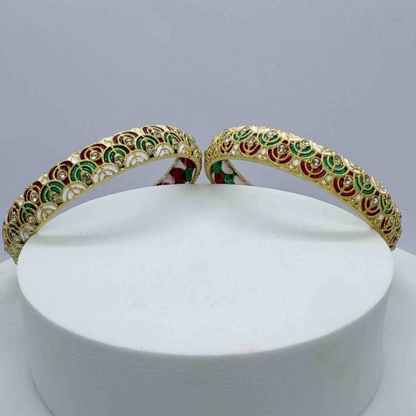 BRASS WHITE MULTICOLOR KADA BANGLES