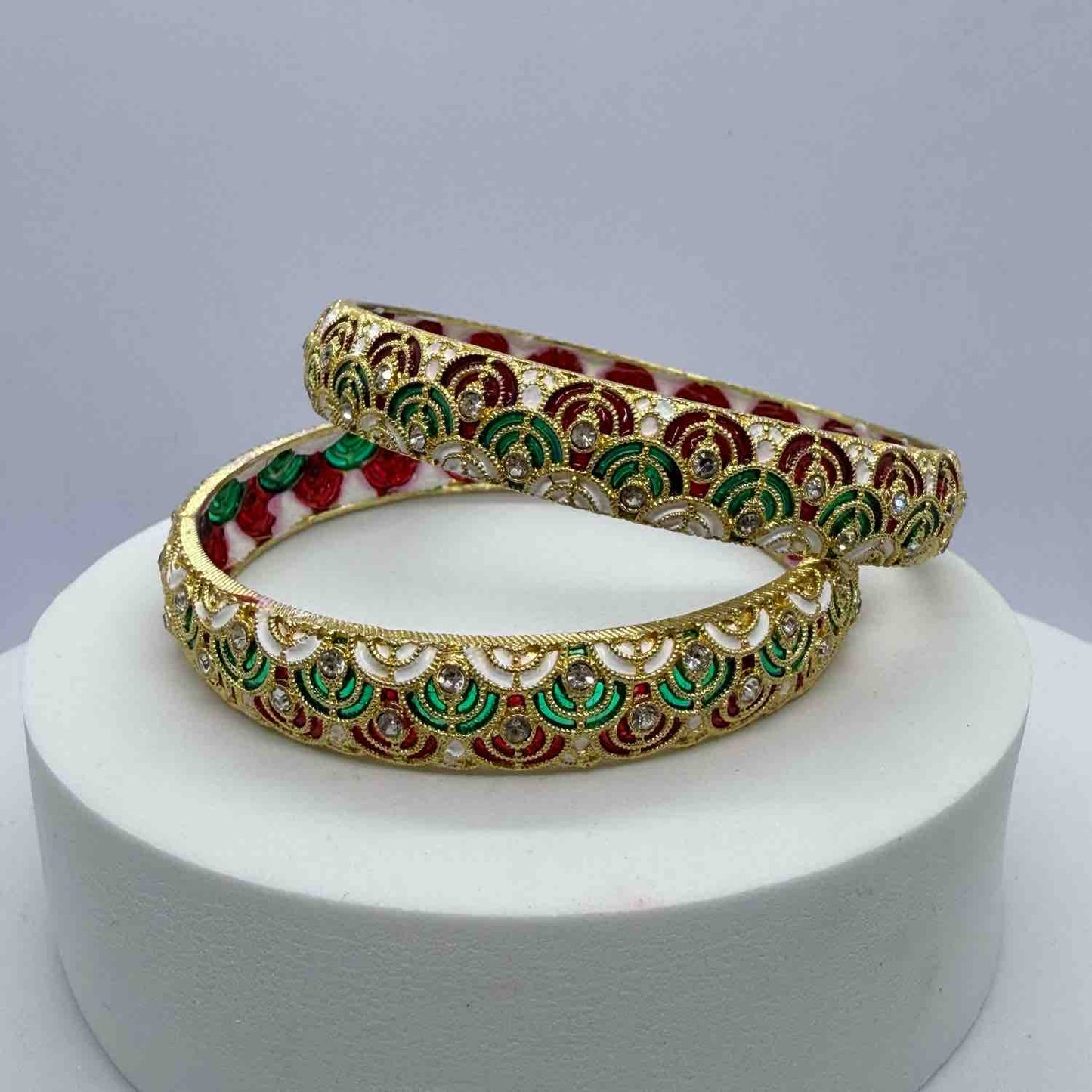 BRASS WHITE MULTICOLOR KADA BANGLES