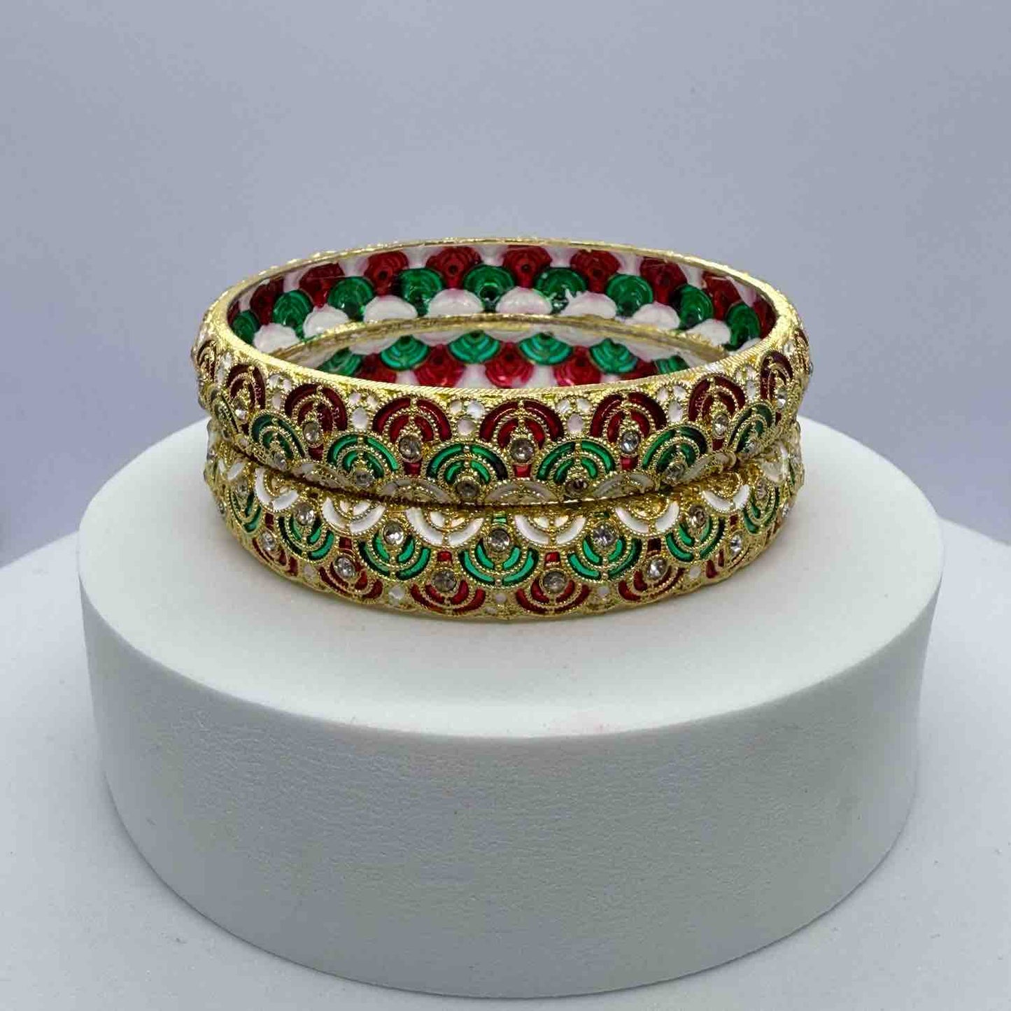 BRASS WHITE MULTICOLOR KADA BANGLES
