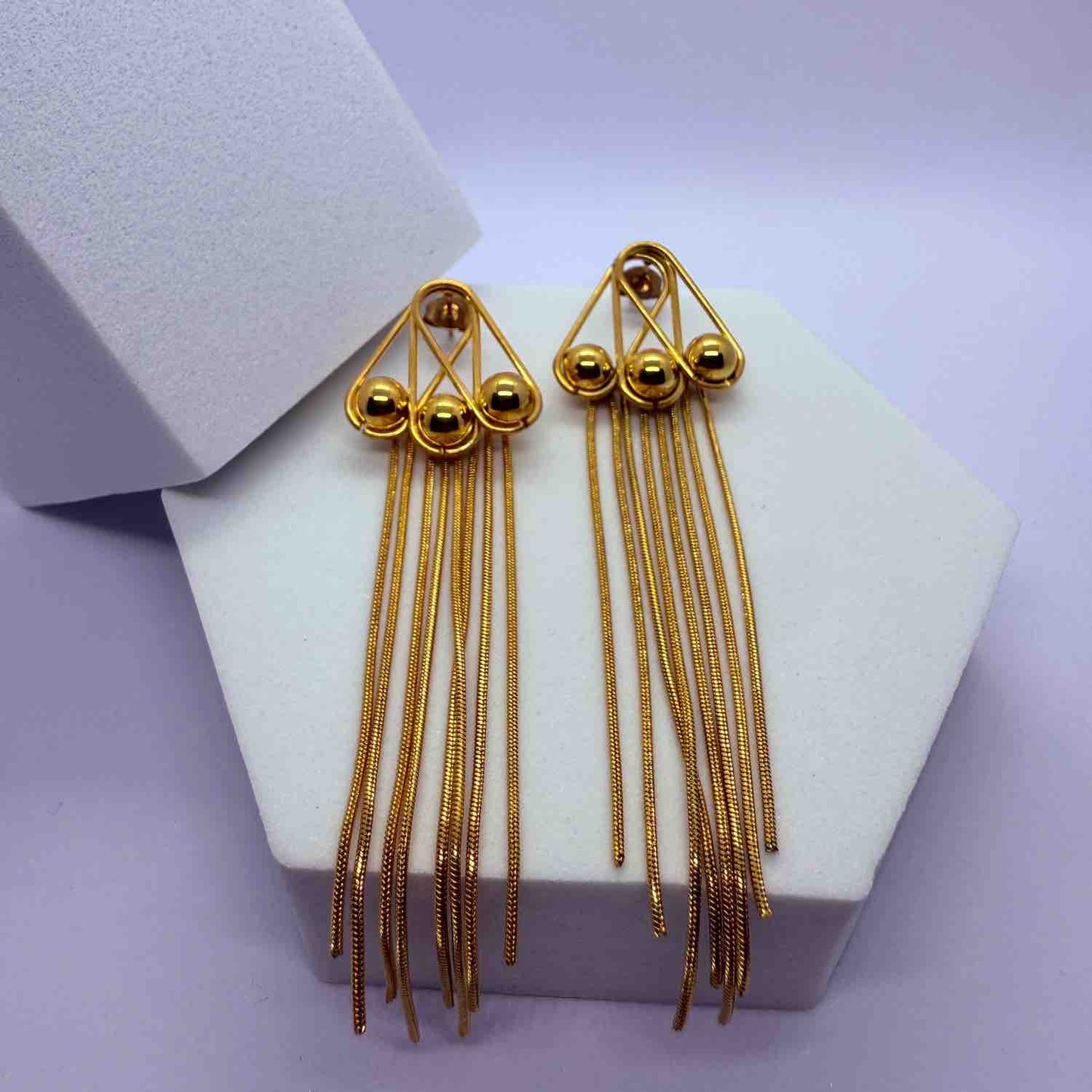 Round Leaf Earring Gold Plated Long Brass Drop Dangle Earring Jewelry For Her Brass Drops & Danglers