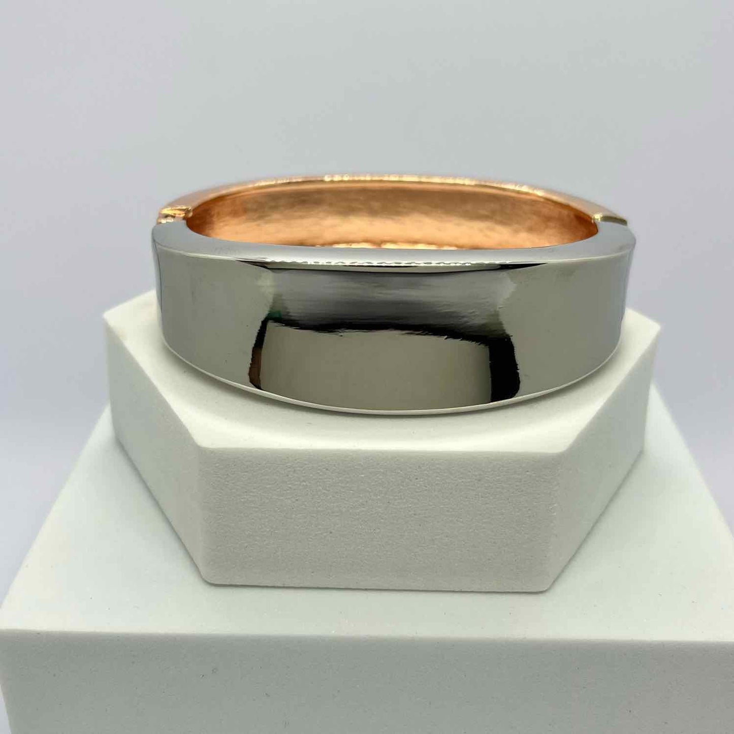 Stylish Dual-Tone Stainless Steel Kada Bracelet for Women & Girls | Expandable for a Comfortable Fit | Versatile Style for Any Occasion (Rose Gold & Silver)