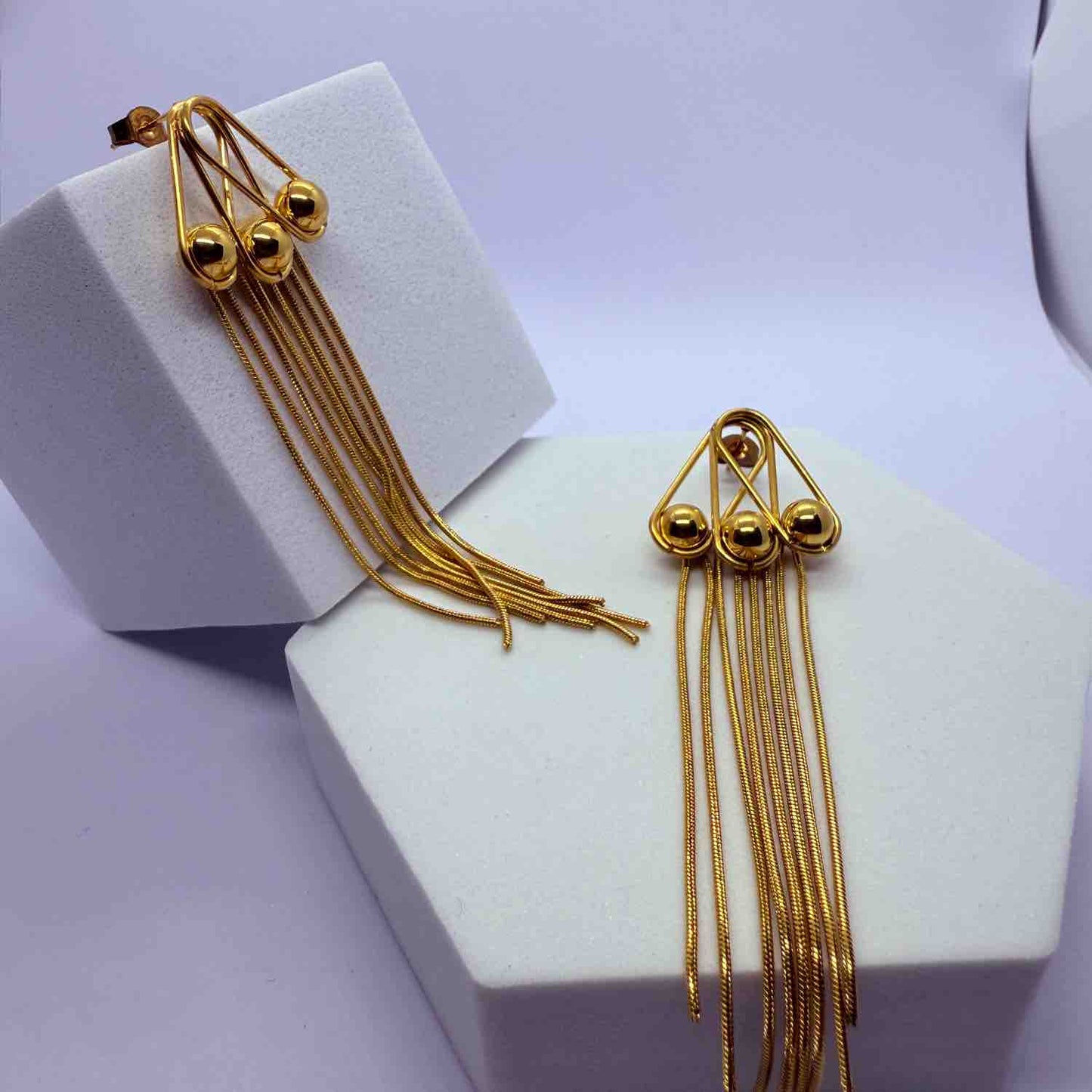 Round Leaf Earring Gold Plated Long Brass Drop Dangle Earring Jewelry For Her Brass Drops & Danglers