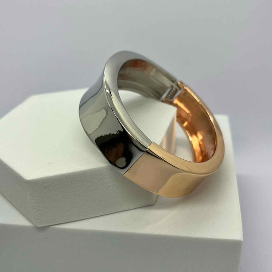 Stylish Dual-Tone Stainless Steel Kada Bracelet for Women & Girls | Expandable for a Comfortable Fit | Versatile Style for Any Occasion (Rose Gold & Silver)