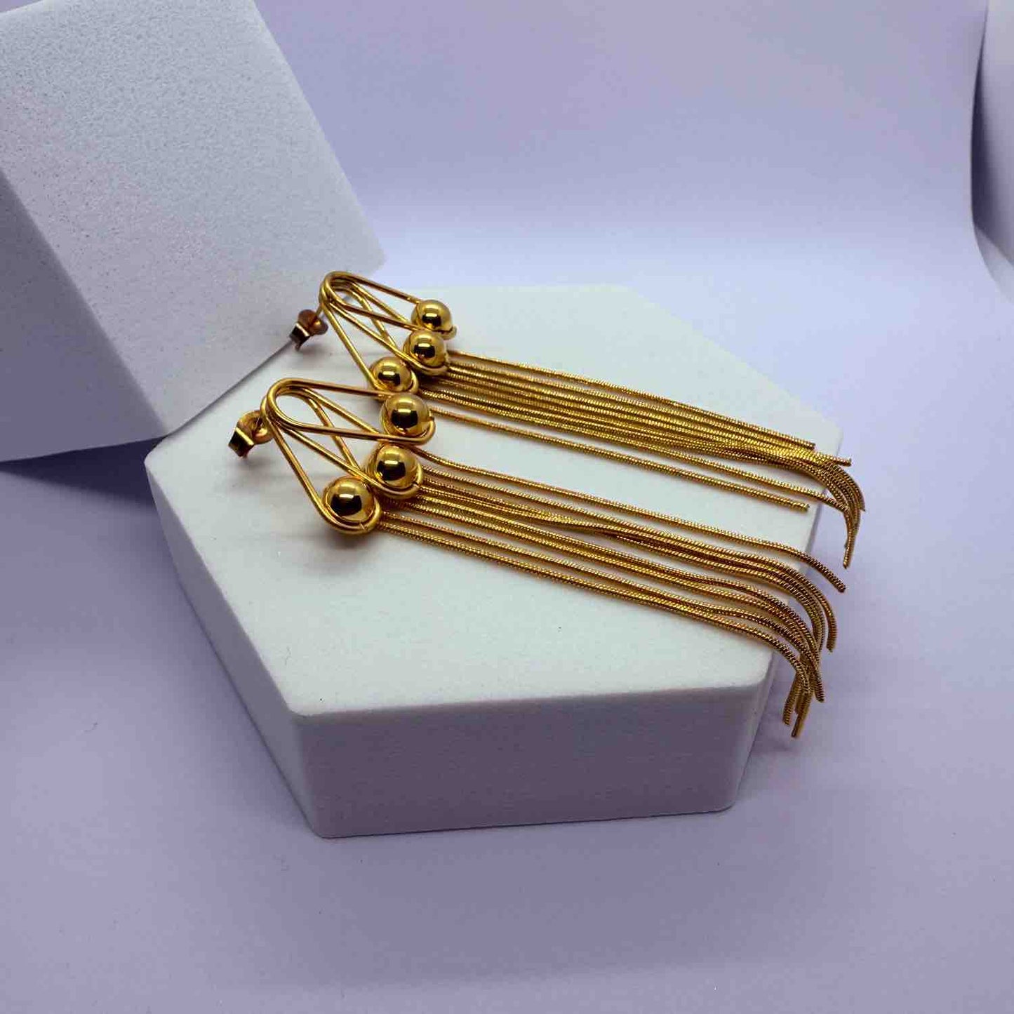 Round Leaf Earring Gold Plated Long Brass Drop Dangle Earring Jewelry For Her Brass Drops & Danglers