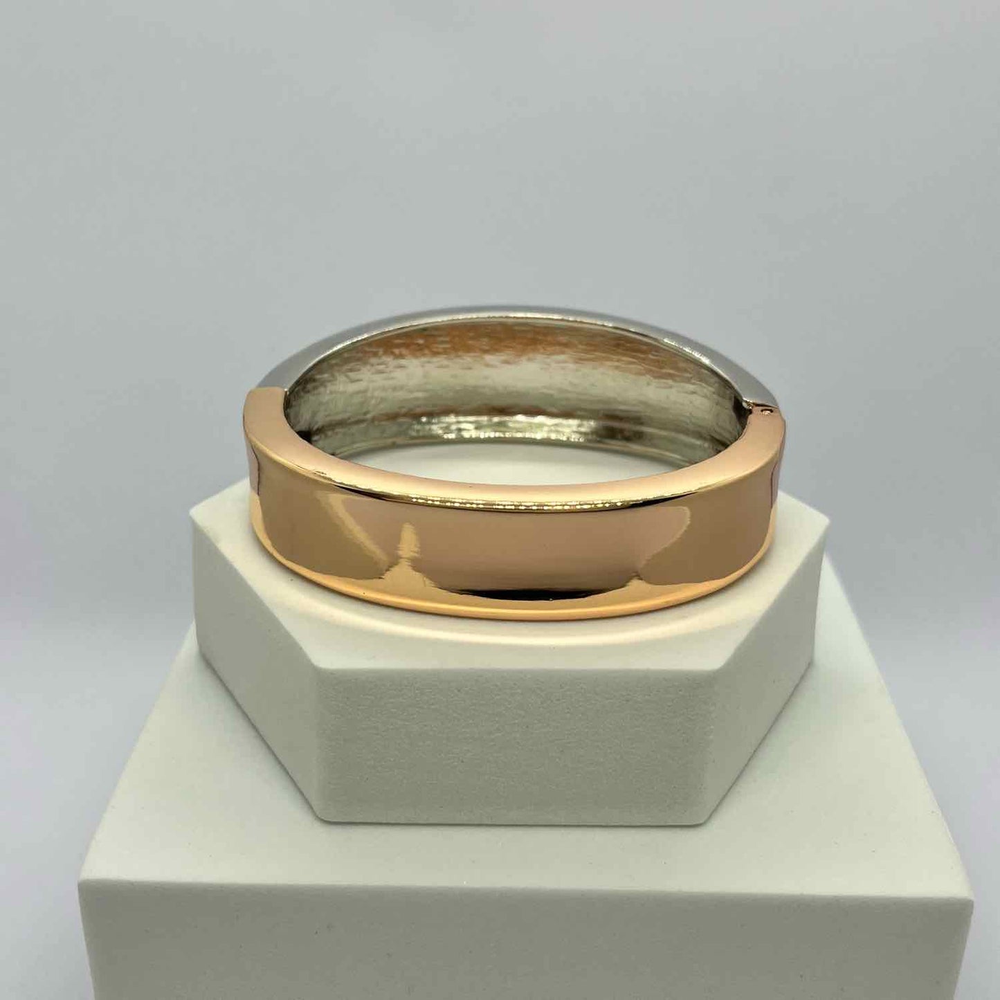 Stylish Dual-Tone Stainless Steel Kada Bracelet for Women & Girls | Expandable for a Comfortable Fit | Versatile Style for Any Occasion (Rose Gold & Silver)