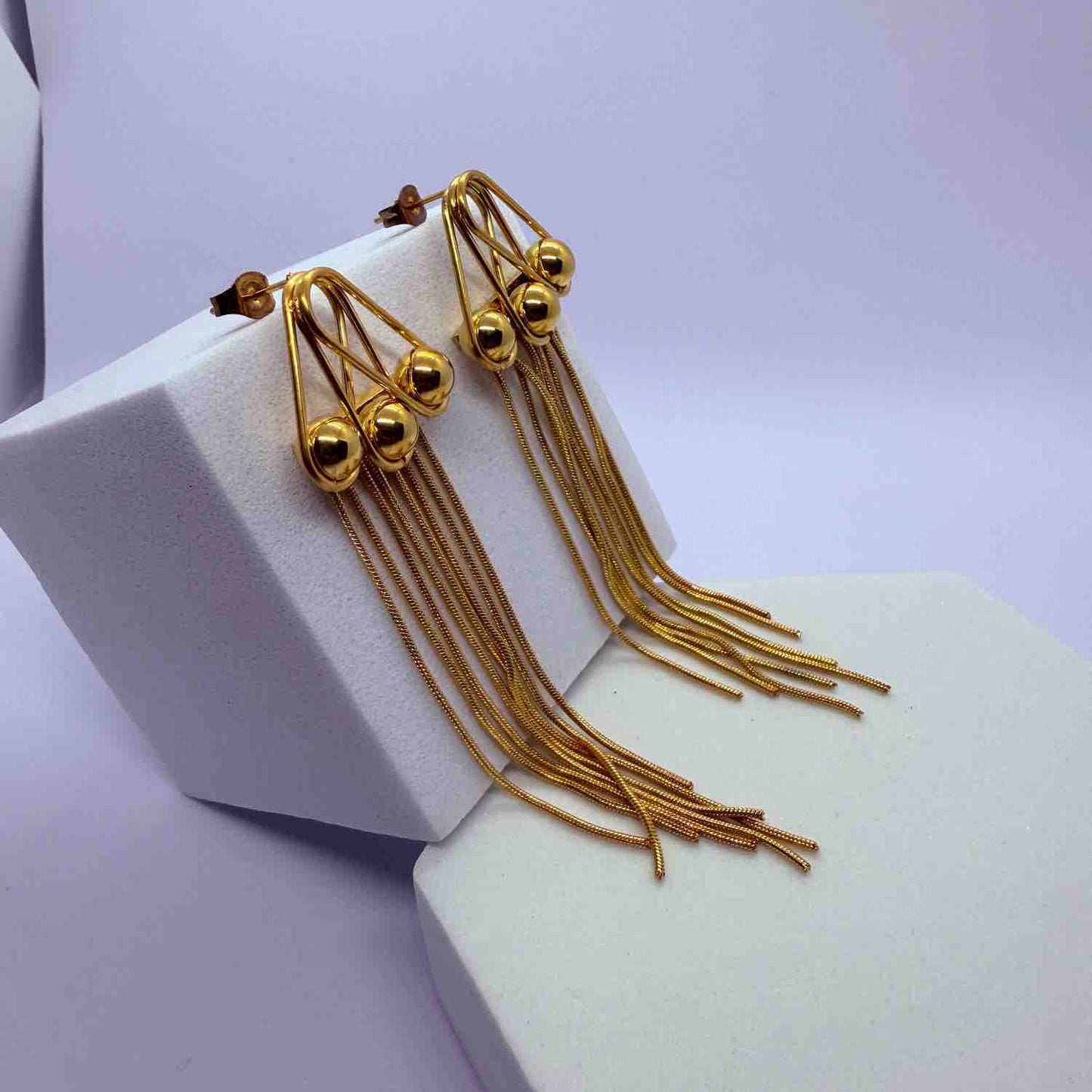 Round Leaf Earring Gold Plated Long Brass Drop Dangle Earring Jewelry For Her Brass Drops & Danglers