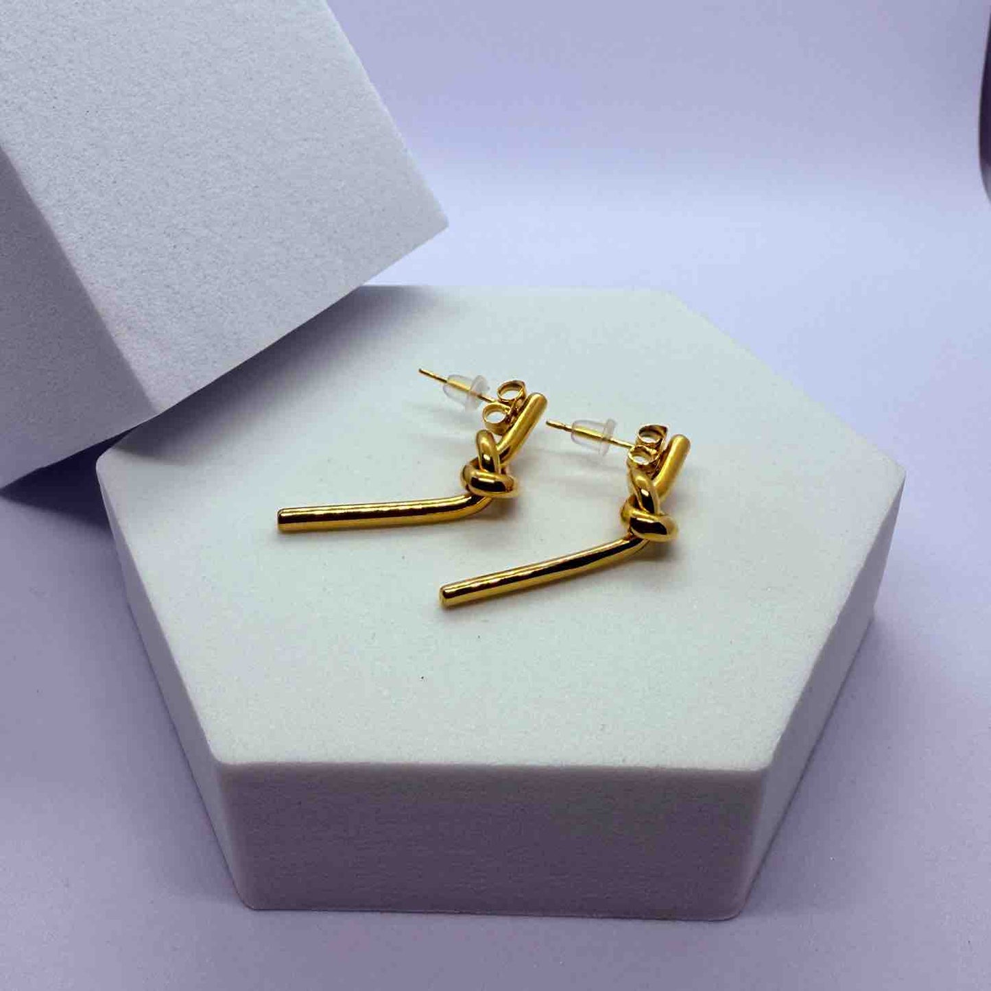 Long Knot Gold Plated Earring