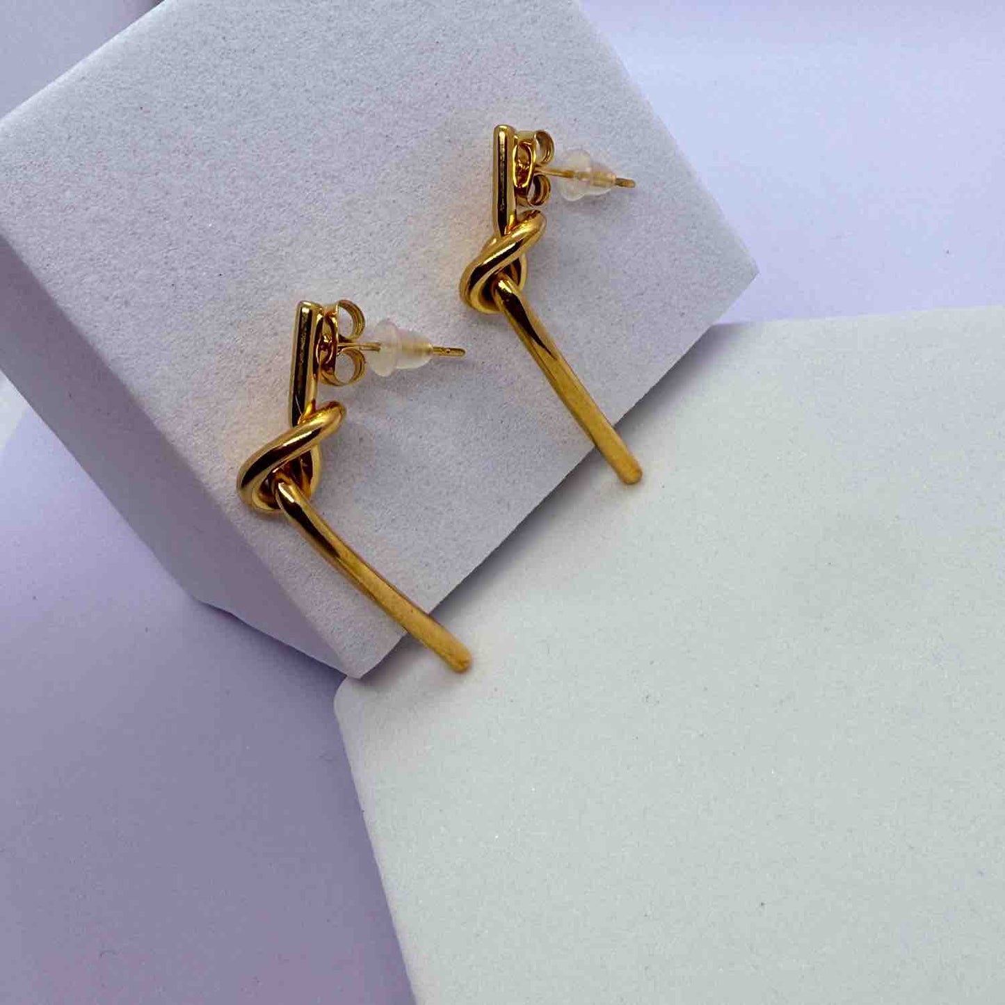Long Knot Gold Plated Earring