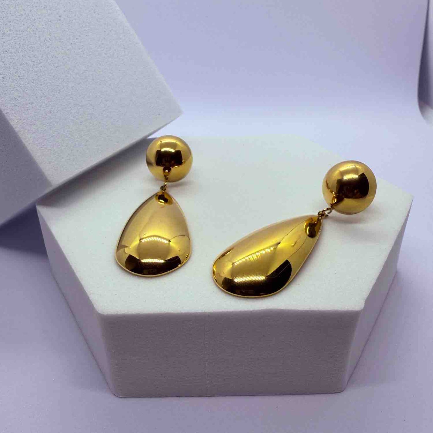 Gold-toned contemporary drop earrings