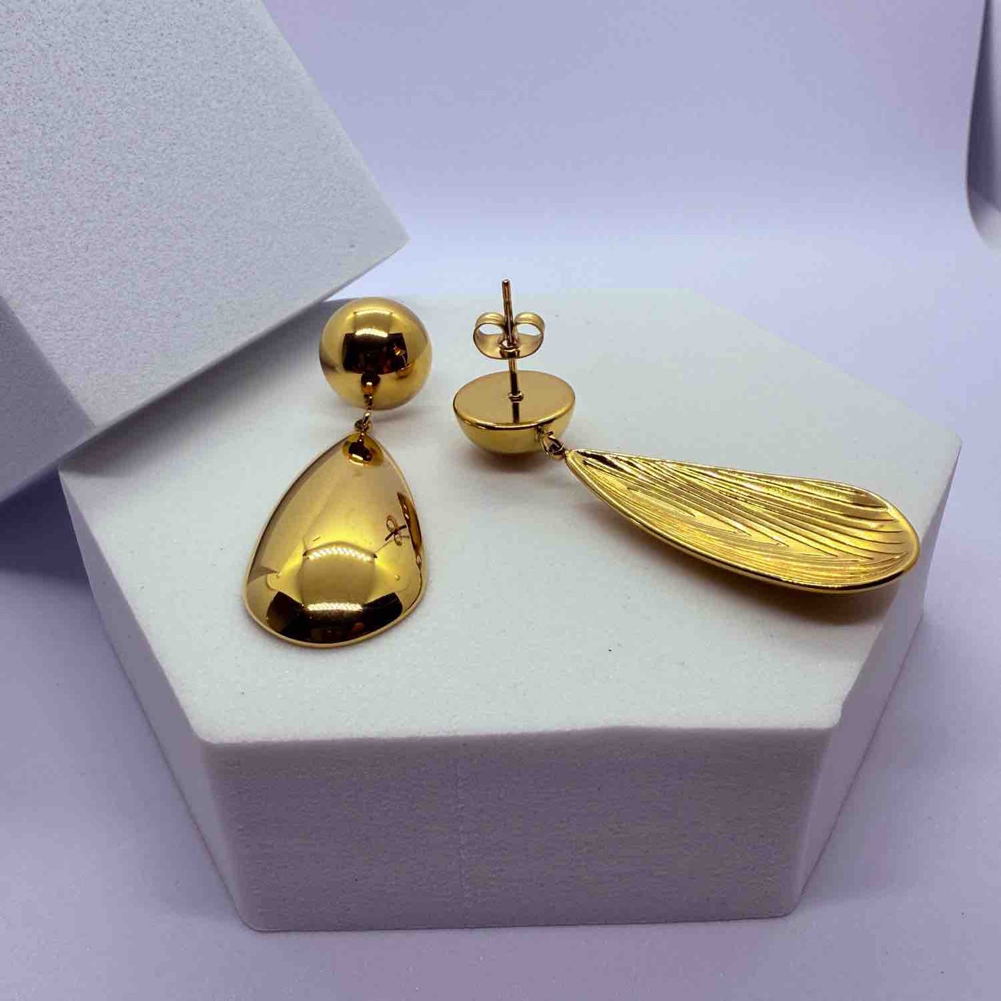 Gold-toned contemporary drop earrings