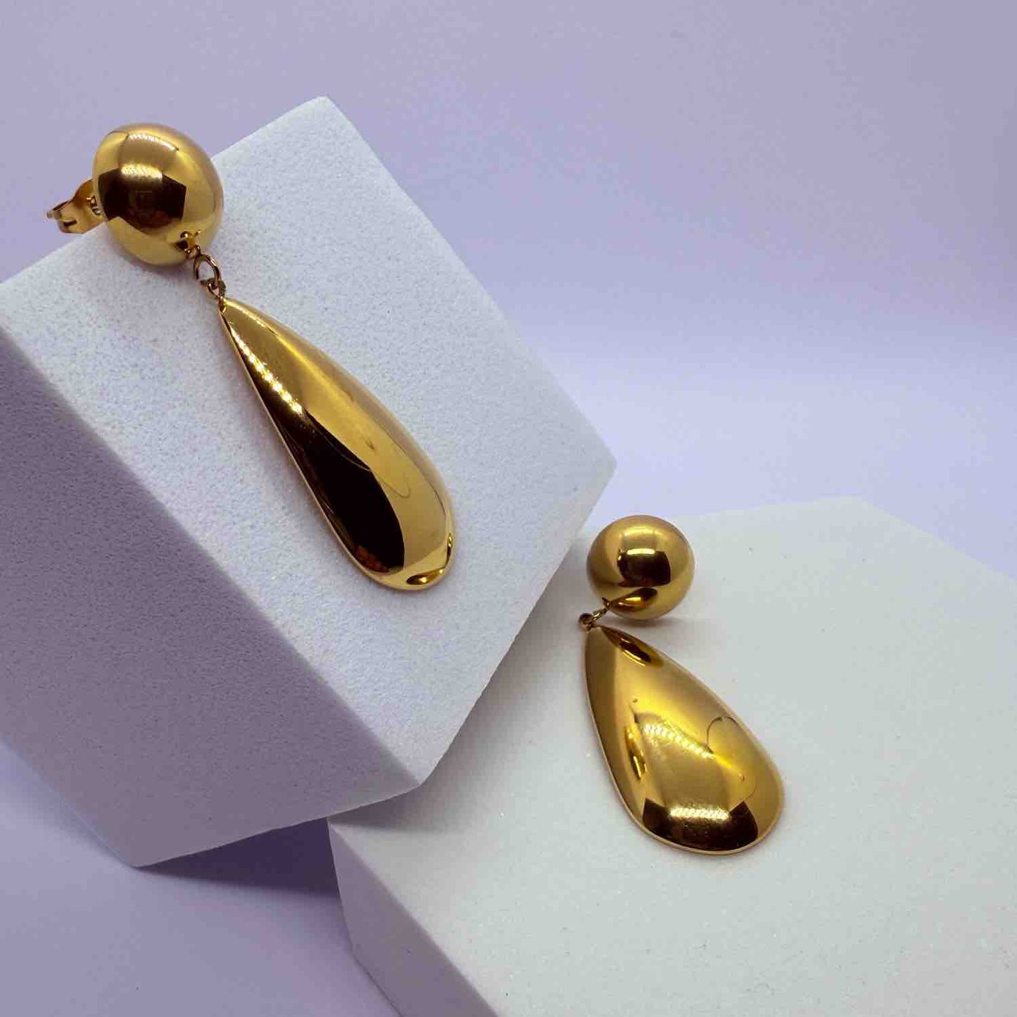 Gold-toned contemporary drop earrings
