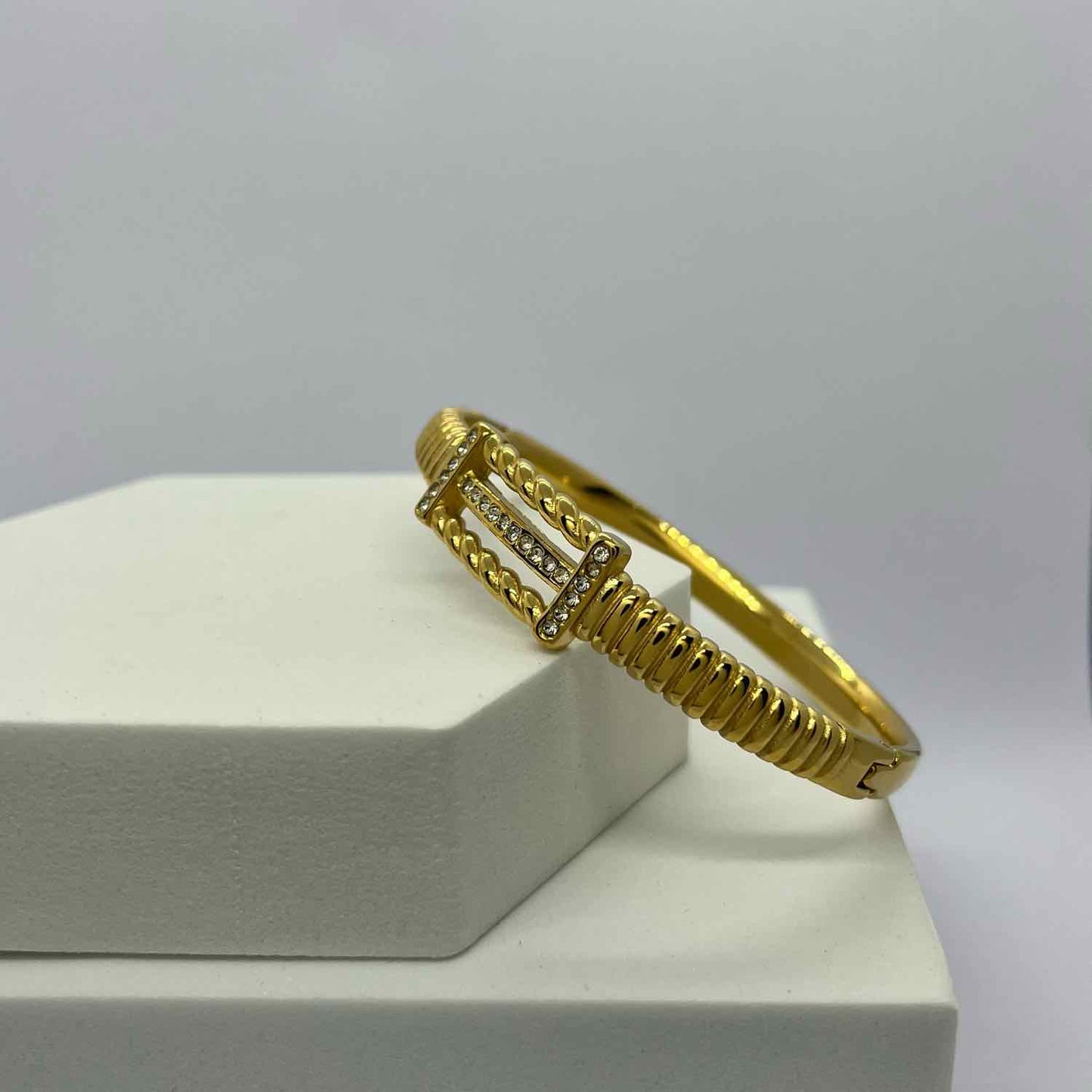 Gold-Plated Stone Studded Bangle-Style Bracelet