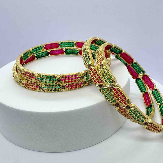 Brass Gold Plated Multi Fancy Bangle for women and girls