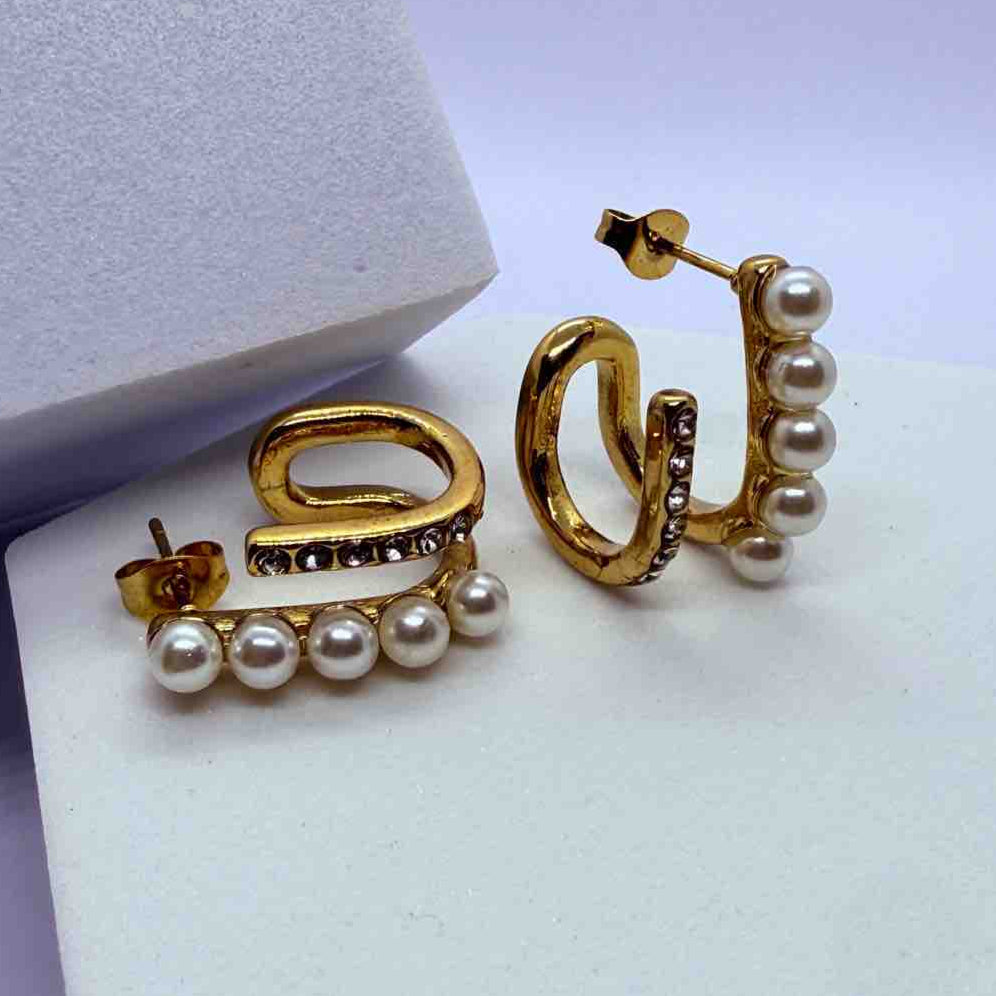 Gold-Plated Contemporary Studs Earrings