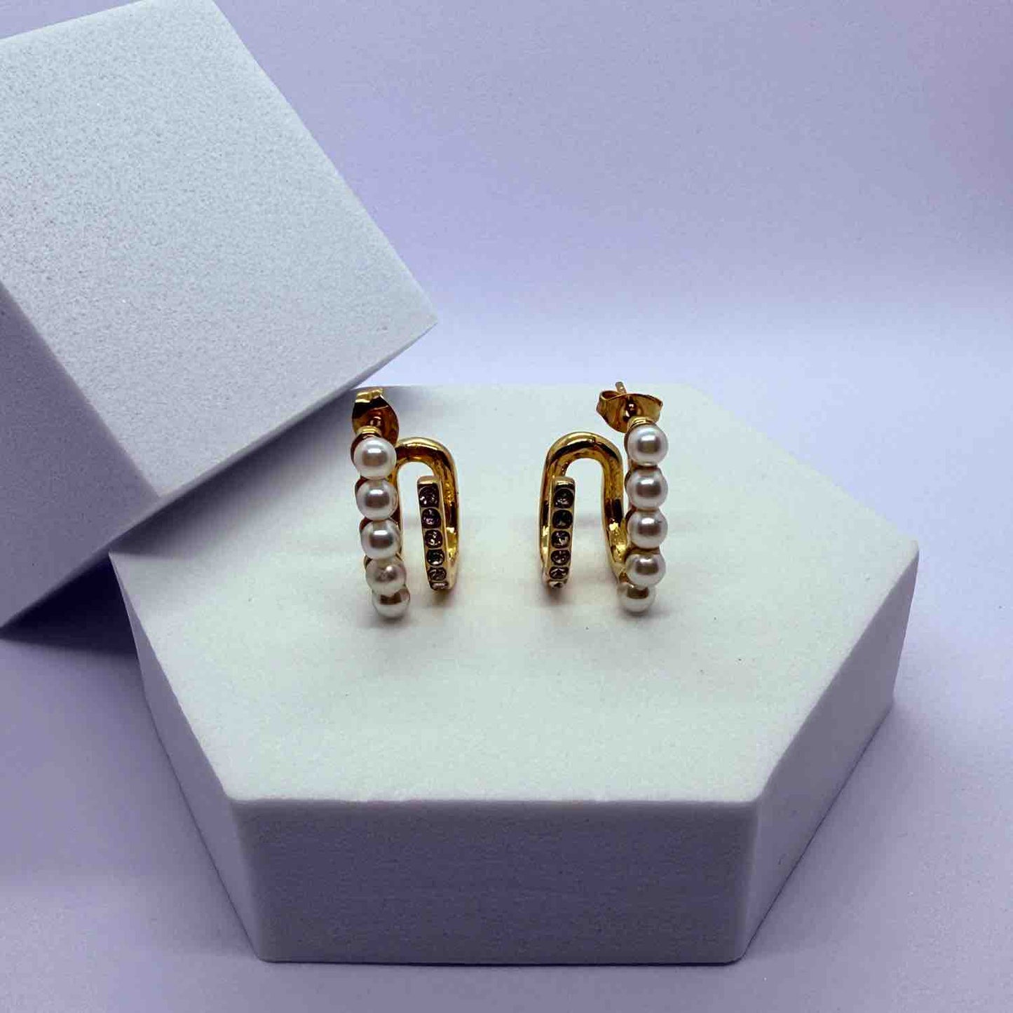 Gold-Plated Contemporary Studs Earrings