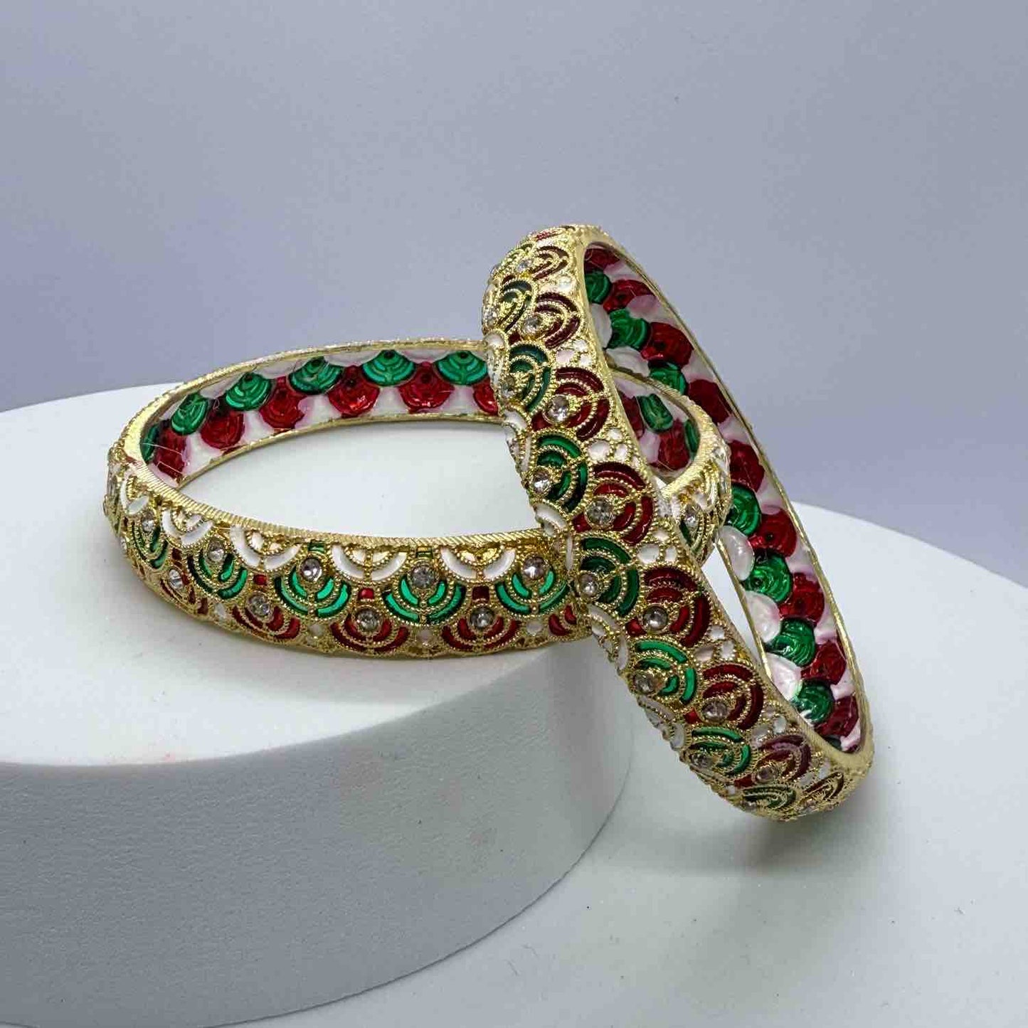 BRASS WHITE MULTICOLOR KADA BANGLES