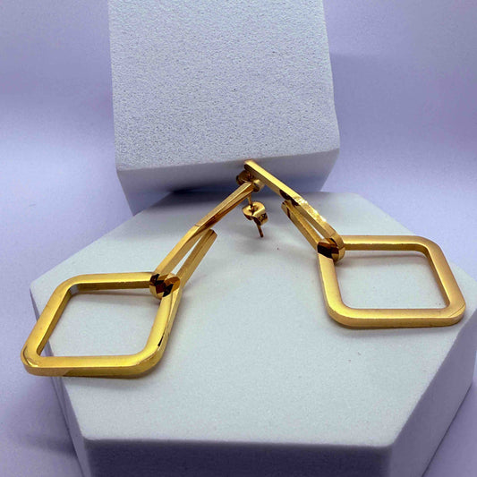 Large Square gold Plated Earrings