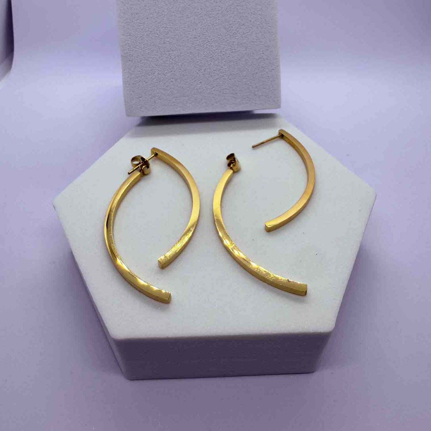 Golden Plated Double-curved Earrings Anti Tarnish