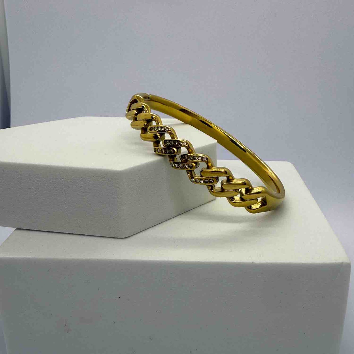 Chain Gold Plated Anti-Tarnish Cuff Bangle