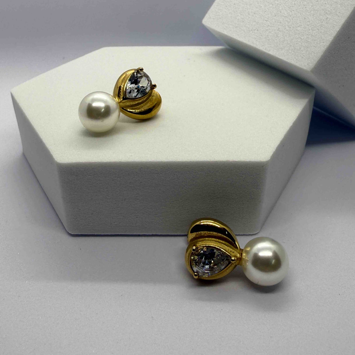 Beautiful Anti Tarnish Heart shaped AD Pearl Earrings