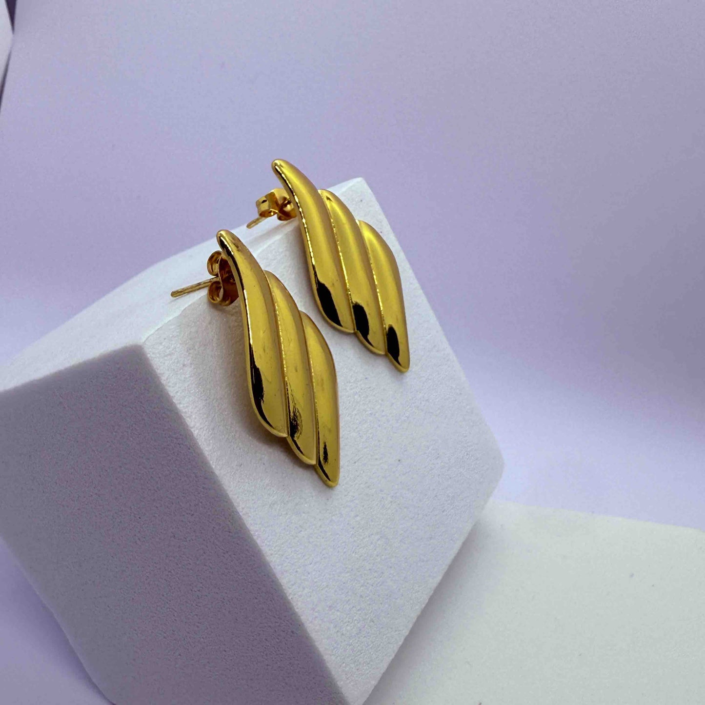 Gold Plated Wings Anti Tarnish Earring/ Studs Chunky Statement Earrings For Women