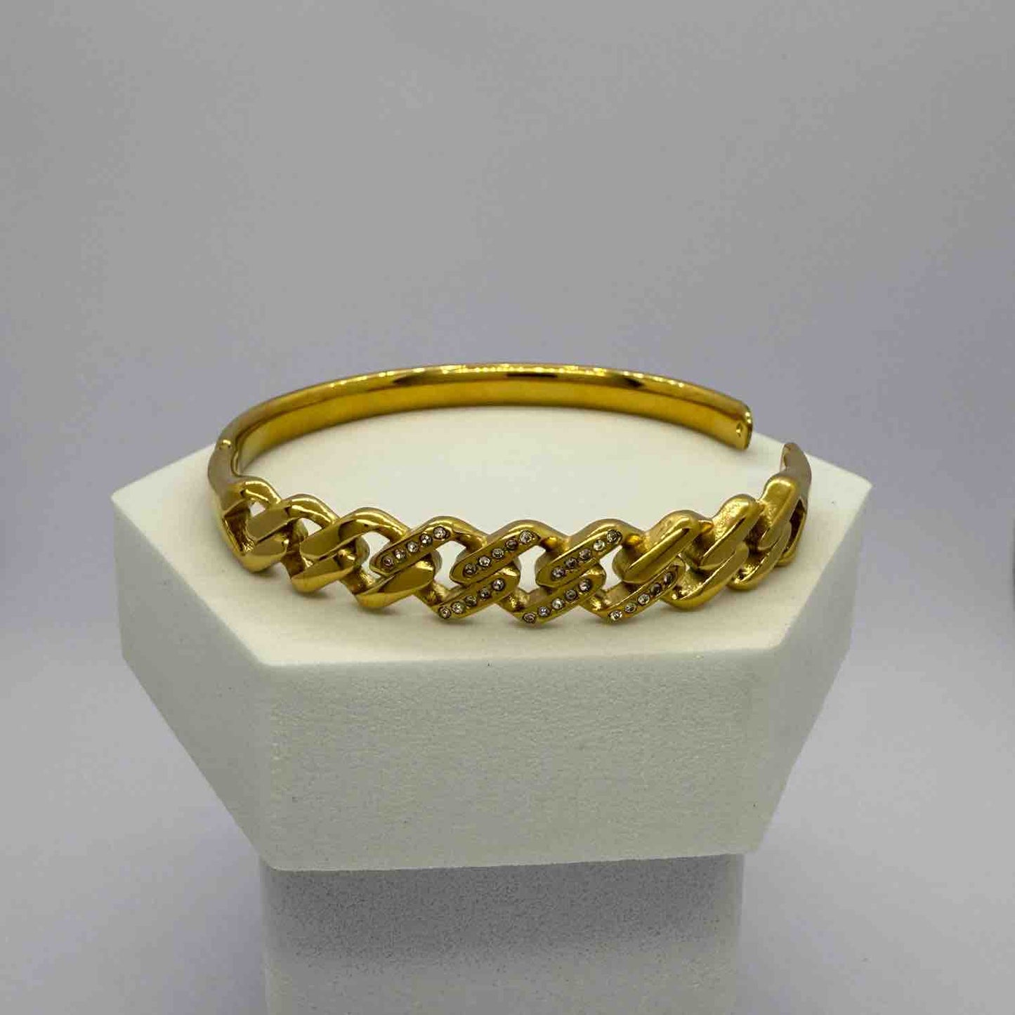 Chain Gold Plated Anti-Tarnish Cuff Bangle