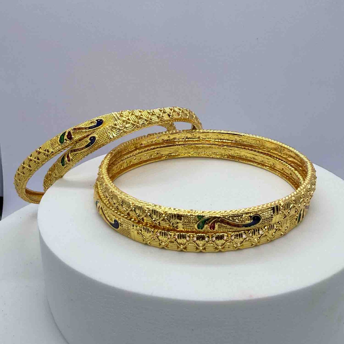 Traditional Brass Bangles Set for Women and Girls | Peacock Inspired Bangle Style | 2 pc