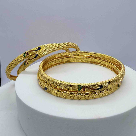 Traditional Brass Bangles Set for Women and Girls | Peacock Inspired Bangle Style | 2 pc