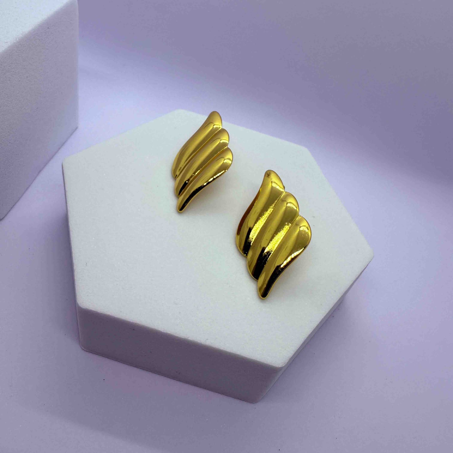 Gold Plated Wings Anti Tarnish Earring/ Studs Chunky Statement Earrings For Women