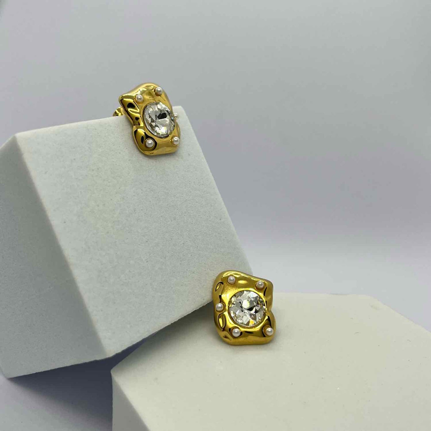 Molten Gold Plated Stud Earrings