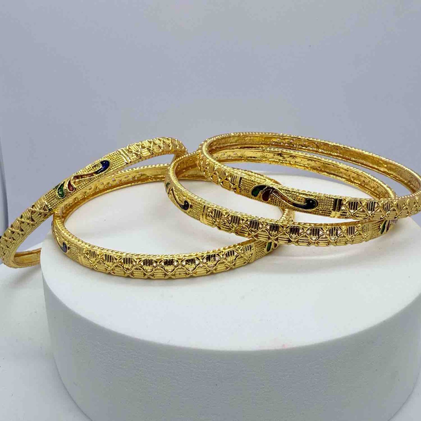 Traditional Brass Bangles Set for Women and Girls | Peacock Inspired Bangle Style | 2 pc