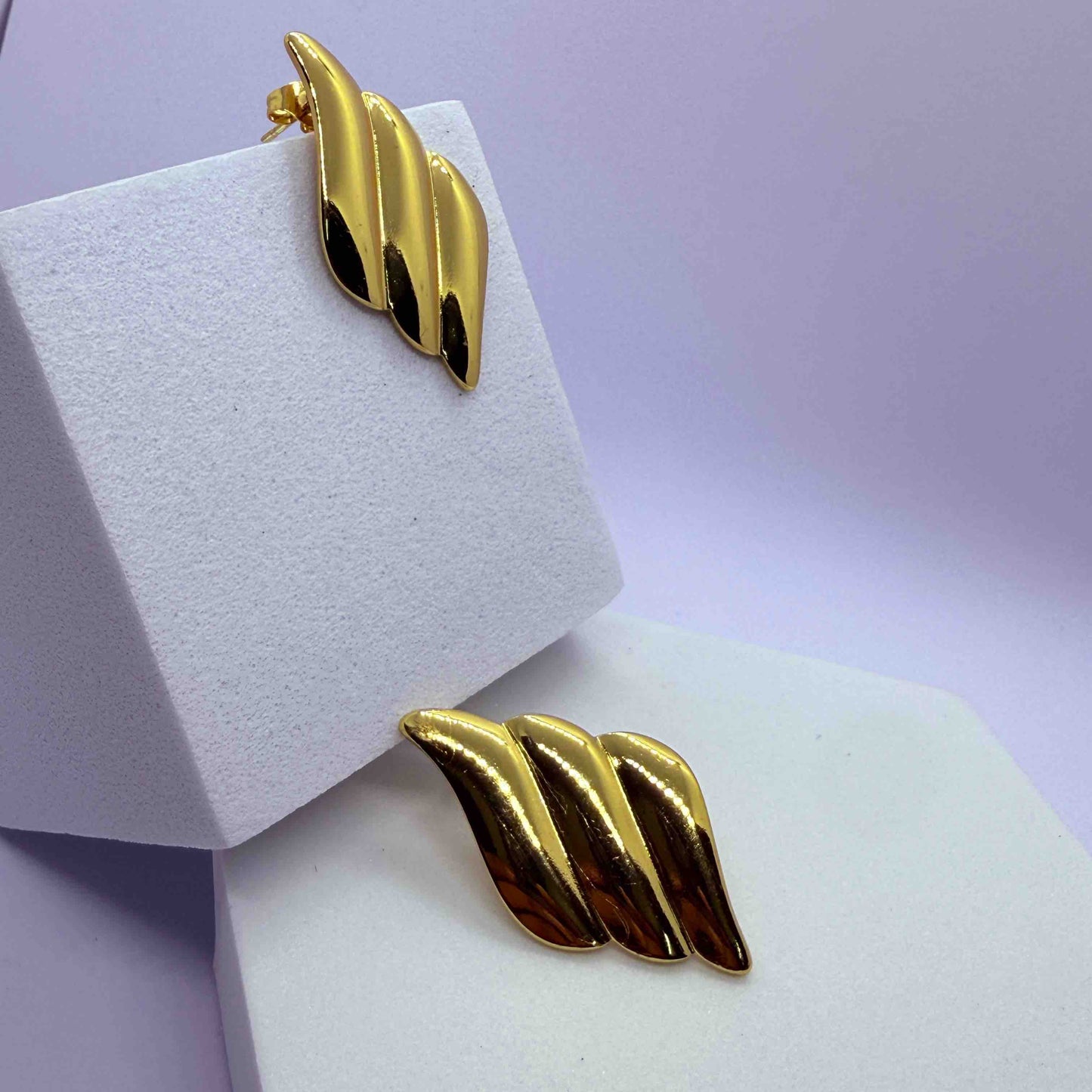 Gold Plated Wings Anti Tarnish Earring/ Studs Chunky Statement Earrings For Women