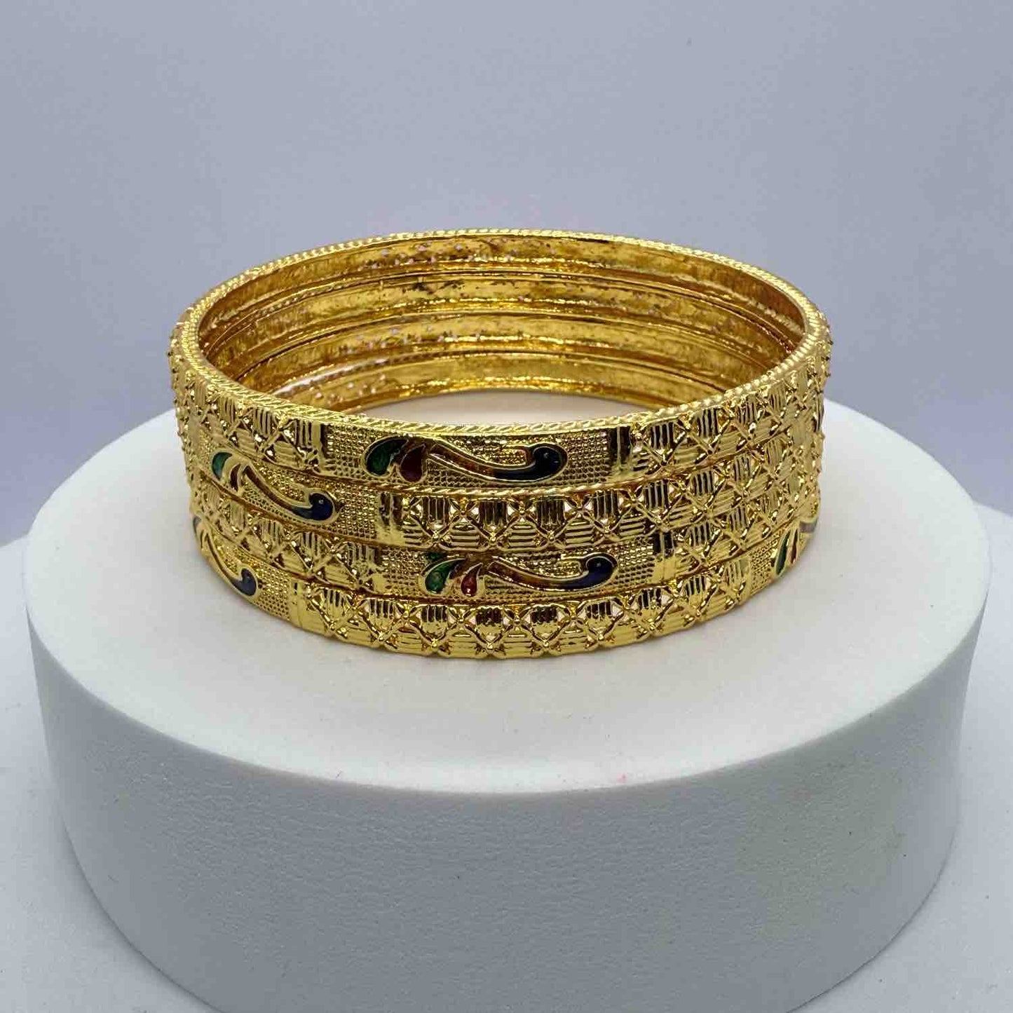 Traditional Brass Bangles Set for Women and Girls | Peacock Inspired Bangle Style | 2 pc