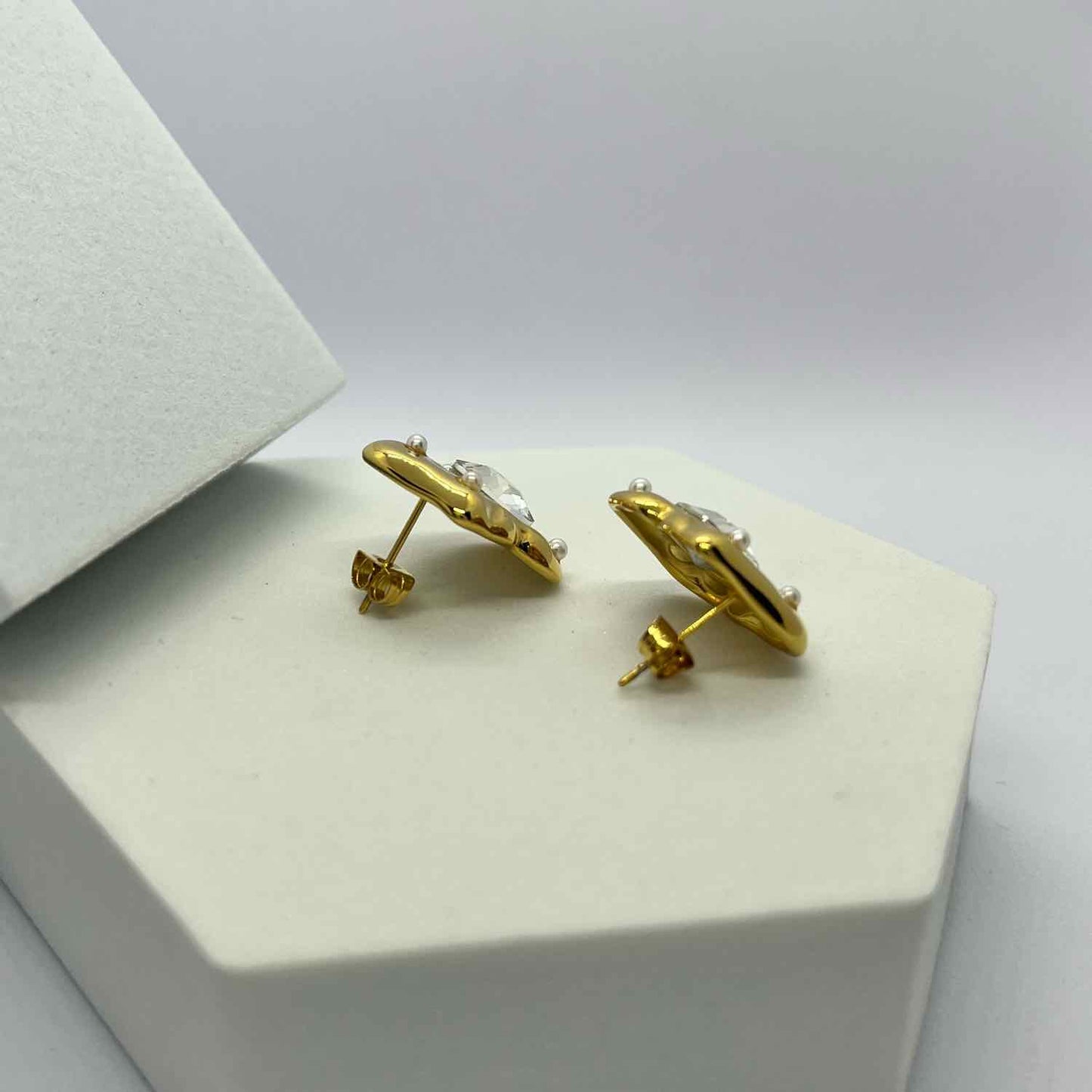 Molten Gold Plated Stud Earrings