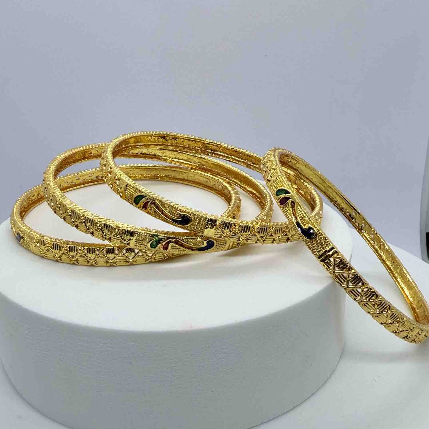 Traditional Brass Bangles Set for Women and Girls | Peacock Inspired Bangle Style | 2 pc