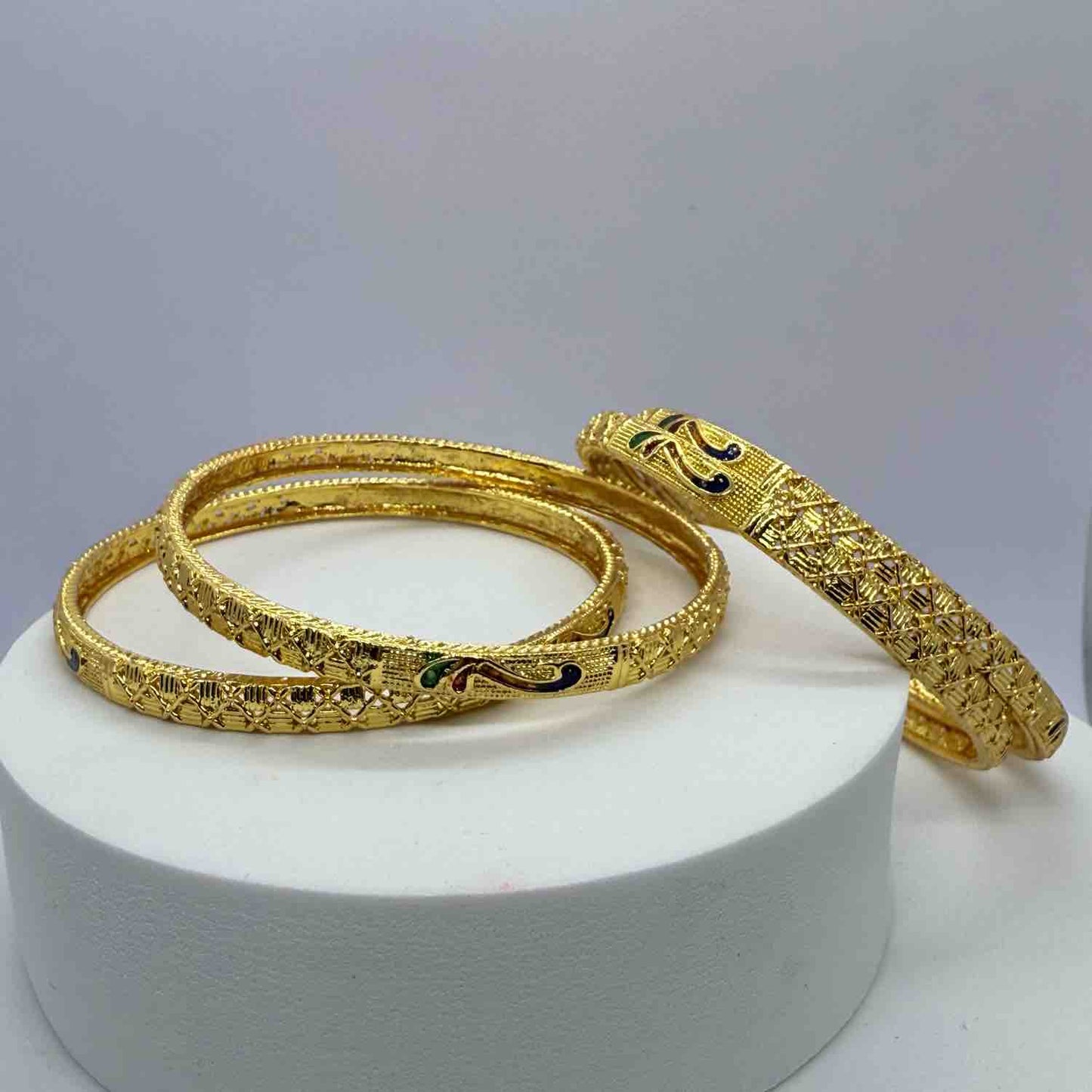 Traditional Brass Bangles Set for Women and Girls | Peacock Inspired Bangle Style | 2 pc