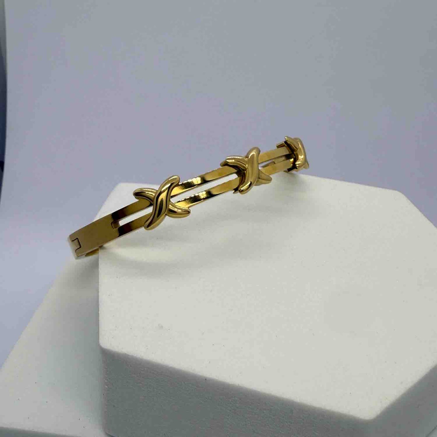 Cross-Hinged Stainless Steel Bangle