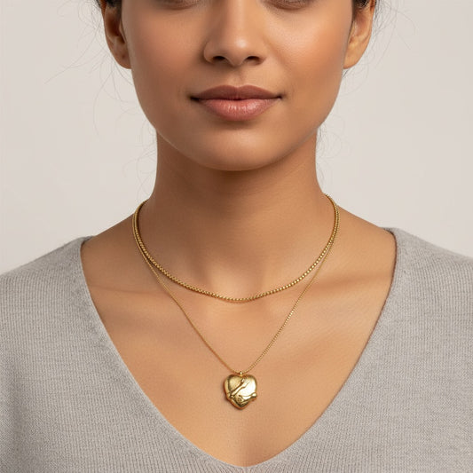 Viral Gold-Plated Anti Tarnish Heart Hug Themed Pendant